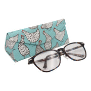 Chicken Print Glasses Case - Vegan Leather Magic Folding Hardcase